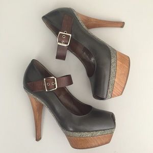 MARNI Tweed & Wood Mary Jane Platform